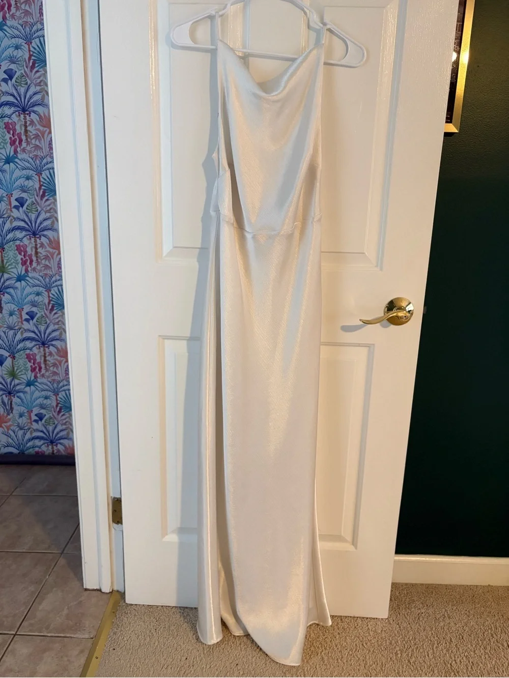 Abercrombie & Fitch Ivory Satin Maxi Dress